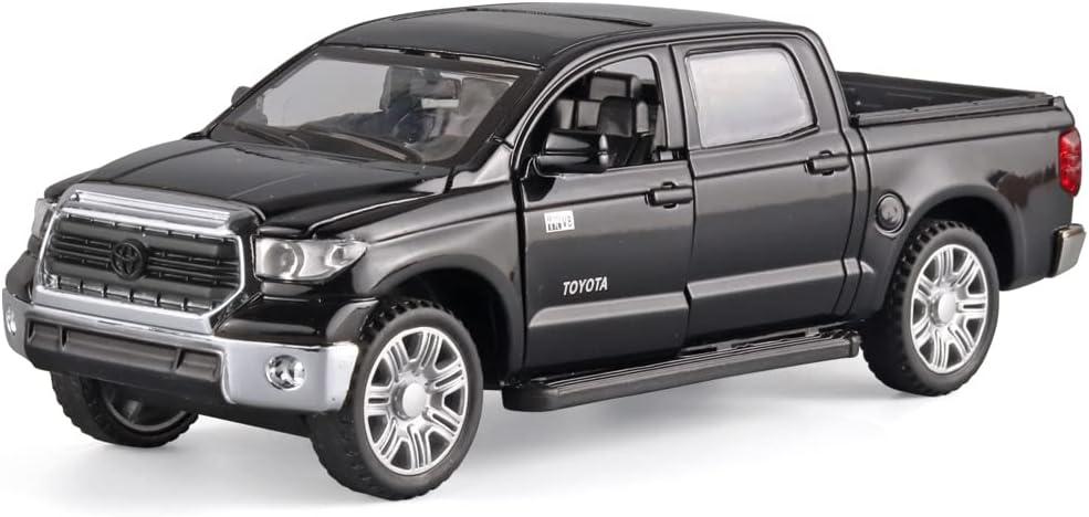 OANMYJJO Toy Pickup Trucks for Boys 1/32 Tundra Diecast Cars ModelZinc Alloy Toy Pickup Truckwith Sound and LightPull BackBirthday Gifts for Kids Ages 3 Year and UPBlack