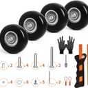 Luggage Wheels Replacement Kit 4PC Diameter 1.6in/40mm Thick 0.7in/17mm PU Wheels with Ball Bearing 3 Size Axles Full Set Repair Tool for Suitcase Trolley Bag Draw-bar Travel Box