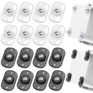 Honoson 16 Pcs Self Adhesive Caster Wheels Appliance Rollers Appliance Sliders for Kitchen 360 Swivel Universal Wheel Mini Small Kitchen (Clear Black White with 1 Steel Ball Style)