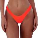 SherryDC Women's Sexy Cheeky Thong Brazilian Cut Low Rise High Leg Bikini Bottom, Medium