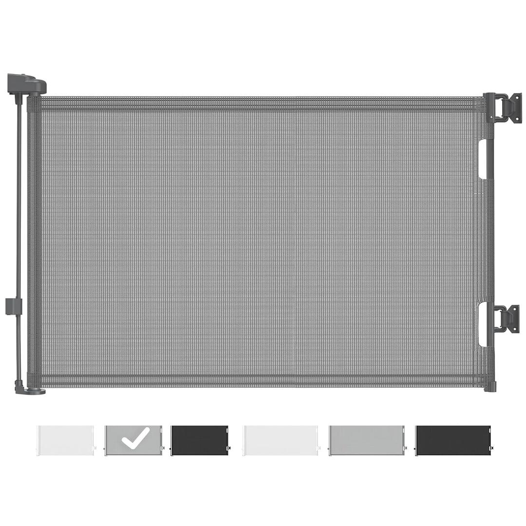 Cumbor Baby Gate Retractable Gates for Stairs, Mesh Dog Gate for The House, Wide Pet Gate 33" Tall, Extends to 55" Wide, Long Child Safety Gates for Doorways, Hallways, Cat Gate Indoor/Outdoor (Gray)