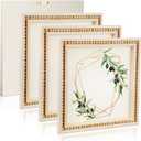 Wenqik 4 Pack Beaded Wood Canvas Panels Unfinished Wooden Blank Framed Signs Boho Style Panel Boards Square Plaques for DIY Crafts Painting Pouring Drawing Art Projects(8 x 8 Inch)