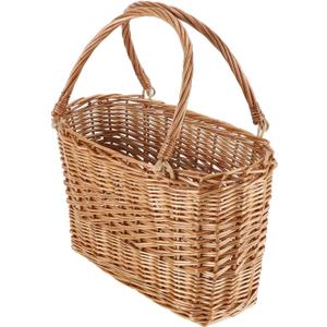Natural Wicker Picnic Basket with Handle - Woven Willow Basket for Eggs, Candy, Groceries, Flowers, Gifts, Home & Outdoor Storage, 13x6x8 inches