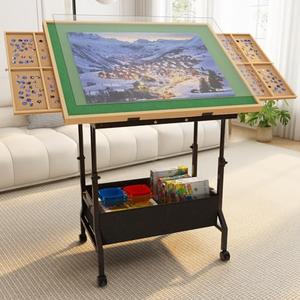 1500 Pcs Adjustable Puzzle Table & Tilting Angles, Drawers, Cover for Adult