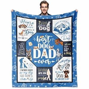 Paoeyty Best Dog Dad Gift for Men, Throw Blanket 60"X50", Decoration Gifts for Dog Lovers Ideal Present, Birthday Gifts for Dogs Lovers