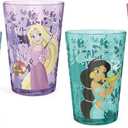 Zak Designs 14.5oz Disney Princess Nesting Tumbler Set Includes Durable Plastic Cups, Fun Drinkware is Perfect for Kids, 4pk (14.5oz, Belle & Jasmine & Ariel), PYRP-0731