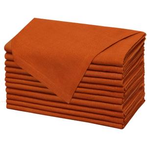 COTTON CRAFT Harvest Cloth Napkins - Set of 12 Soft 100% Cotton Slub Fabric Napkins - Mitered Corners - Fall Thanksgiving Holiday Table Dinner  Durable Reusable -17x17- Harvest Orange Pumpkin Spice