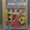 Kids Easel Including 100+ Accessories, Dual-Sided Wooden Easel for Kids Girls Age 3-12 with Magnetic Chalk & Painting Board, Free Height Adjustable Art Easel Supplies for Toddlers (Pink)