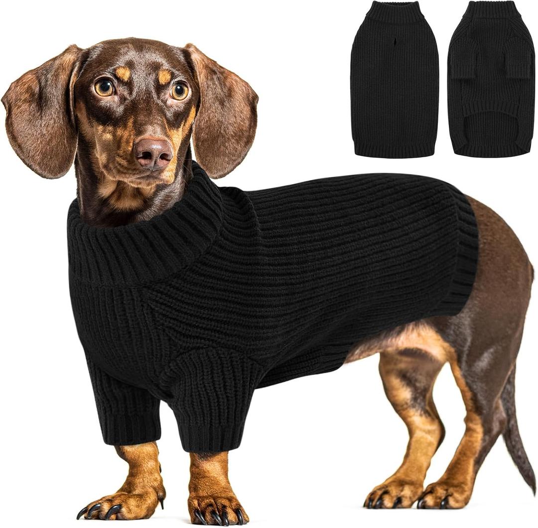 Queenmore Dog Sweaters for Medium Dogs Boy,Medium Dog Sweater,Dogs Christmas Sweaters,Thick Knit Turtleneck Pullover,Extremely Soft & Warm Pet Winter Clothes for Girl Male Female (Black)