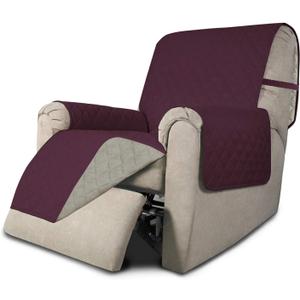 Easy-Going Recliner Sofa Slipcover Reversible Sofa Cover Water Resistant Couch Cover Furniture Protector with Elastic Straps for Pets Kids Children Dog Cat (Recliner, Burgundy/Beige)