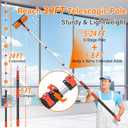30FT High Reach Duster Cleaning Kit with 5-24 FT Extension Pole,High Ceiling Dusting and Window Cleaning Kit with Microfiber Feather Duster,Cobweb Duster,Ceiling Fan Duster,Window Squeegee Cleaner