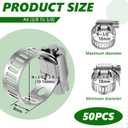 50 Pcs Stainless Steel Hose Clamps 3/8 Inch to 5/8 Inch (10- 16 mm) 304 Stainless Steel Worm Gear Metal Hose Clamps for Pipe, Intercooler, Plumbing, Tube and Fuel Line