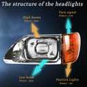 Headlight for International 9200-9900 Driver and Passenger Side Headlights Headlamps Assembly for International 2003 2004 2005 2006 2007（a Pair）