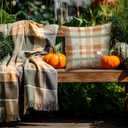 BBOLDIN Fall Thanksgiving Throw Pillow Covers 18x18, Fall Plaid Leaves Pumpkin Orange Pillow Cases Set of 4, Halloween Autumn Cushion Covers Decorations for Home Porch Bedroom