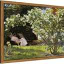 Framed French Country Wall Art, Romantic Secret Garden Picture Wall Decor Painting, Rustic Cottagecore White Roses Landscape Canvas Prints for Bathroom Living Room Office Home Decor-16×24inch