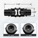 3/4" Round X 3/4" Round Double Steering Shaft Universal U Joint Coupling Black
