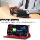 case for iPhone 14 and iPhone 13 Case Genuine Leather Wallet with Card Holder for Women Men Flip Folio Credit Card Slots Stand Shockproof Phone Cover-Black