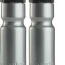 50 Strong Sports Water Bottles  Reusable 22 oz BPA-Free Plastic Bottles with Pull Top Cap  Made in USA  Top Rack Dishwasher Safe  Fits Most Bike Cages Brand (Silver)