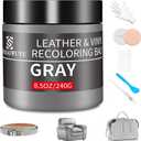 Leather Recoloring Balm,8.5oz Leather Color Restorer,Gray Leather Repair kit for Furniture and Car Interior,Leather Couch Scratch Repair,Leather Dye Paint for Faded,Cracked and Damaged Leather