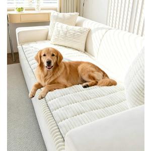 OTOB Couch Cover for Dogs Washable, Non Slip Funny Pet Couch Covers Sofa Slipcovers Cushion Mat, Plush Soft Cozy Pet Friendly Furniture Protector, All Seasons (Cream, 23.6" x 47.2")