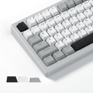 Womier Shine Through Keycaps, PBT Keycaps 60 65 75 100 Percent Cherry Profile Custom Key caps Set for Cherry Gateron MX Switches Mechanical Keyboard-Grey Creamy (Grey)