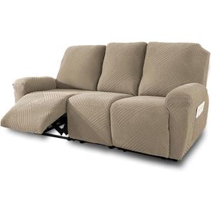 NORTHERN BROTHERS Recliner Couch Cover, Stretch Recliner Sofa Covers 3 Seater, Machine Washable Reclining Couch Covers, Furniture Protector Sofa Recliner Cover for Dog Kid, Khaki