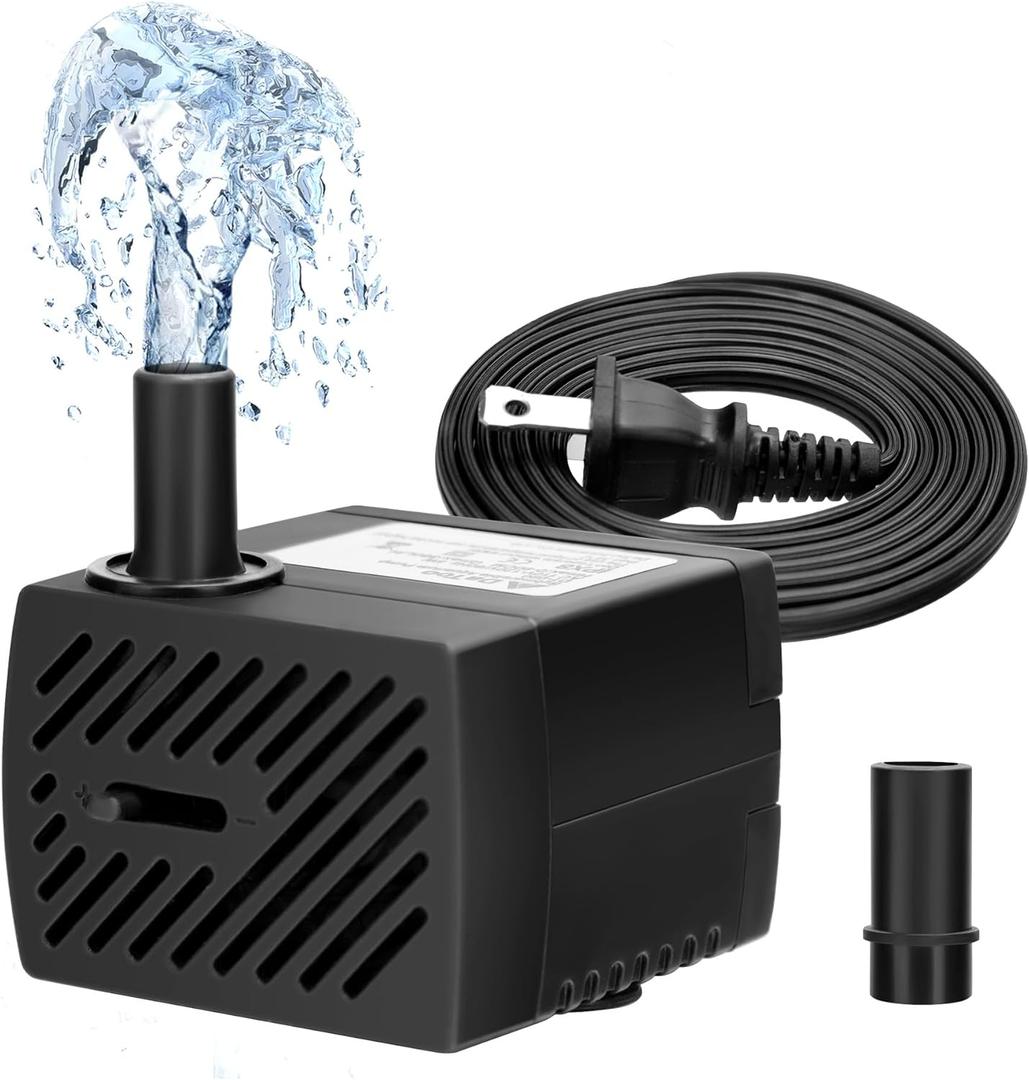 Submersible Water Pump 5W 95GPH Mini Fountain Water Pump Aquarium Pump For Hydroponic Systems Fish Tank Pond Water Gardens Fountain Statuary