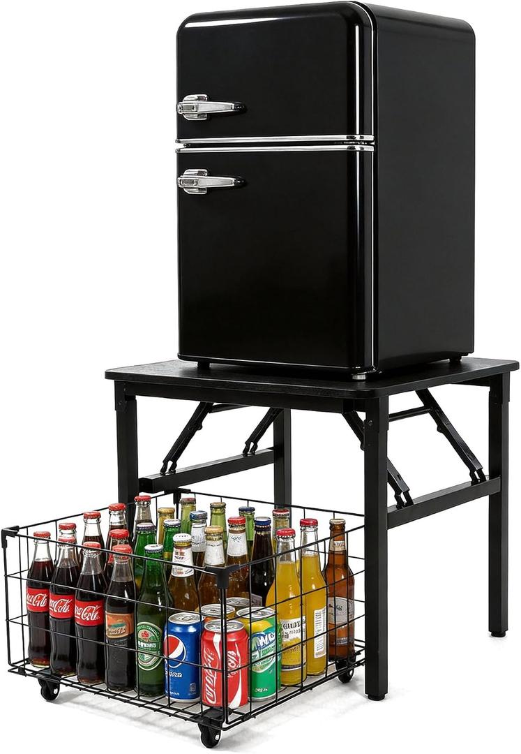 Portable Mini Fridge Stand, No Assembly Heavy Duty 300LBS