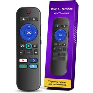 For Roku Voice Remote TV Control, for Roku Stick Remote Replacement, Streaming Players, Streaming Sticks, Audio and TVs, with 4 App Shortcut Keys