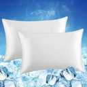 LUXEAR Cooling Pillow Cases King Size, 2 Pack Arc-Chill Cool Pillow Cases with Double-Side Design [Cooling & Cotton], Skin-Friendly, Hidden Zipper Cold Pillow Cases for Hot Sleepers -White