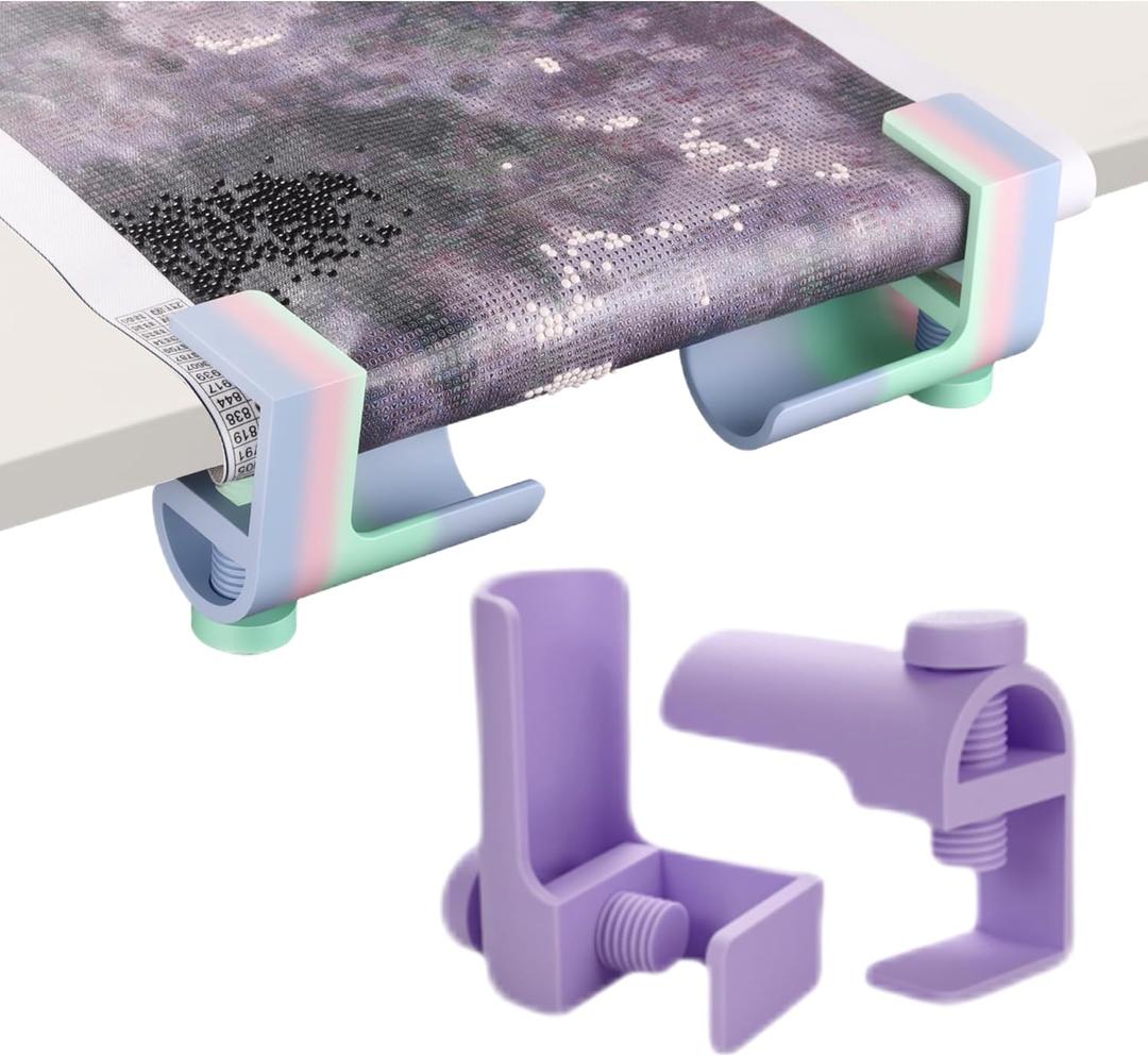Diamond Painting Table Clamps, Canvas Holder with Screws, 3D Printed Cosmic Craft Desk Organizer, Diamond Art and Craft Accessory (Purple)