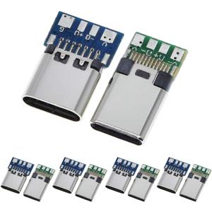 10PCS USB 3.1 Type C Connector 24 Pins Male Female Plug Socket Receptacle Adapter to Solder Wire & Cable 24P PCB Board Support Module