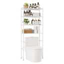 Tujurich 4-Tier Over The Toilet Storage Rack, Bathroom Organizer with One-Piece Metal Mesh Shelves, Over Toilet Shelf with Adjustable Feet & Anti-Tip Kit, Space-Saving Bathroom Storage, White