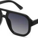 livho Trendy Polarized Square Aviator Sunglasses Women Men Square Eyewear Frame, Retro Sun Glasses for Women Men 2025 Shades (Vibrant Black/Grey)
