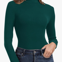 PALINDA Women's Ribbed Turtleneck Fitted Long Sleeve Shirts Basic Thermal Layering Tops Size S