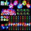 SpringFlower 86 PCS Party Favors for Kids, Glow In The Dark Halloween Toys Bulk With Light Up Necklaces Rings Bracelets Tattoos For Goodie Bags Filler, Basket Stuffers, Trick or Treat,Classroom Reward