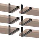 12 Pack - 7.25" L x 4" H x 1.5" W J Lip Shelf Brackets Rustic Farmhouse Iron Wall Floating Shelf Bracket Metal Shelf Bracket Industrial Shelf Supports with Screws Black