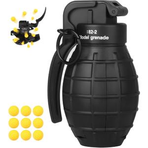 Toy-Hand Grenade for CS Battle Game, with 9 Foam Model Tactical CS-Grenade Fun Impact Gel Toys Halloween Outdoor Sport for Age 14 Years Old and up and Adults, Black