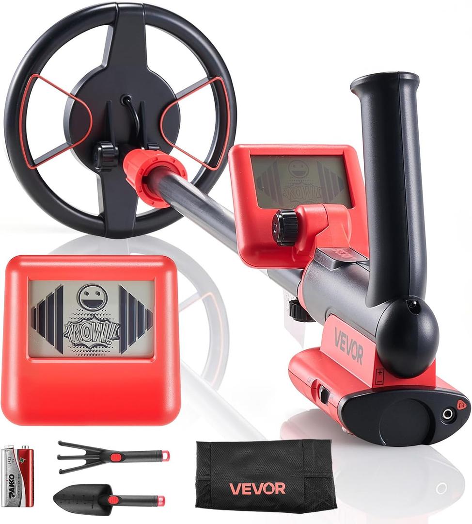VEVOR Metal Detector, 6", Lightweight Metal Detector with LCD Display, IP68 Waterproof Search Coil, Adjustable 22.8"-33.8" High Accuracy Gold Detector, Easy to Use, for Detecting Gold Treasure Hunting | for Outdoor Gold Detecting Treasure Hunting, 22.8"-33.8" Adjustable Handle, High Precision, Easy to Use, with Digging Shovel