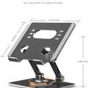 Orlian Tablet Stand Holder with Thickened 360Rotating Base Dual Rod Adjustable Aluminum Stand for All 5.8-12.9 iPad Samsung Phone Tablet Kindle E-Reader and More, Black
