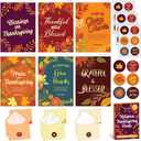 Decorably 18 Pack Foiled 5x7in Thanksgiving Cards Religious with Envelopes and Stickers, 6 Designs Boxed Religious Thanksgiving Cards, with Printed Message Inside