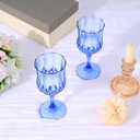 Teruntrue 48 Pcs Blue Plastic Wine Glasses Vintage Wine Glass for Parties Crystal Plastic Goblets Drinking Glasses Reusable Drinkware for Wedding, Valentine’s Day, Parties, Grand Event