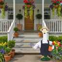 Pextian Spring Porch Goose Outfit, Cute 23" Gardener Goose Outfits, Cement Geese Clothes for Front Door, Yard & Garden Seasonal Decoration