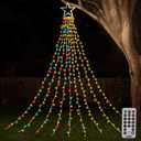 ZTX Christmas Decorations Outdoor Star Lights,320 LED 11Ft Christmas Tree Toppers Lihgts with Remote,11 Lighting Modes Waterfall Star String Light for Wedding,Halloween Party (Color Change)