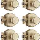 6 Pack Pismo Doorknobs for Bath & Bedroom, Gold Interior Door Knobs with Camelot Trim, Satin Brass Door Knob with Lock