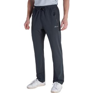 clothin Mens Workout Athletic Pants Elastic-Waist Drawstring Pants for Sport Exercise Travel,Quick-Dry,Stretchy (31W x 32L, Grey)