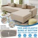ZNSAYOTX Sectional Couch Covers, Stretch Jacquard Slipcovers with Elastic Bottom for L-Shape Sectional Sofa, 2 Pcs Pet Friendly Modular Sofa Protector (3 Seat Couch + 3 Seat Chaise, Khaki)