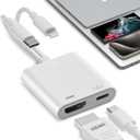 USB-C and Lightning to HDMI Adapter for iPhone to TV 4K@60Hz MFi Certified iPhone to HDMI Adapter with 100W Fast Charging Port for iphone 17/17 Pro Max/Air/16 15 Pro Max/iPad to TV/Projector/Monitor