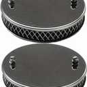 Pair of Chrome Pancake High Air Filters Airflow Plated Air Cleaner Element Compatible with 1/4" SU MG Midget Triumph Spitfire