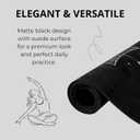Yoga Mat With Strap 5mm Non Slip Suede & TPE - Eco-Friendly Fitness & Exercise Mat for Home Gym, Pilates, Hot Yoga, and Meditation - Lightweight Durable 72 x 24 inch Workout Mat for Women, Men, Black